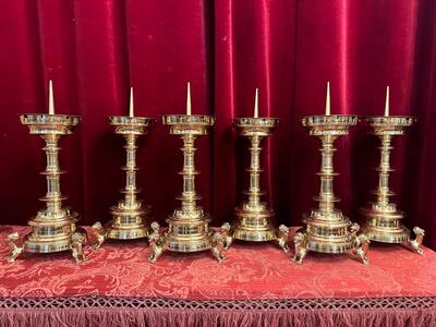 Matching Candle Sticks Height Without Pin. style Gothic - Style en Bronze , Atelier - Brom - Netherlands  19 th century