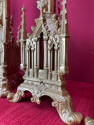 6 Gothic - Style Matching Candle Sticks Height Without Pin. 8 Pieces Available !