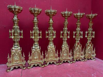 6 Gothic - Style Matching Candle Sticks Height Without Pin. Altar - Set !