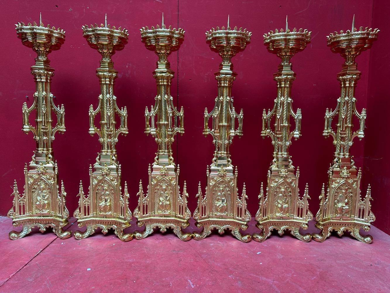 6 Gothic - Style Matching Candle Sticks Height Without Pin. Altar - Set !