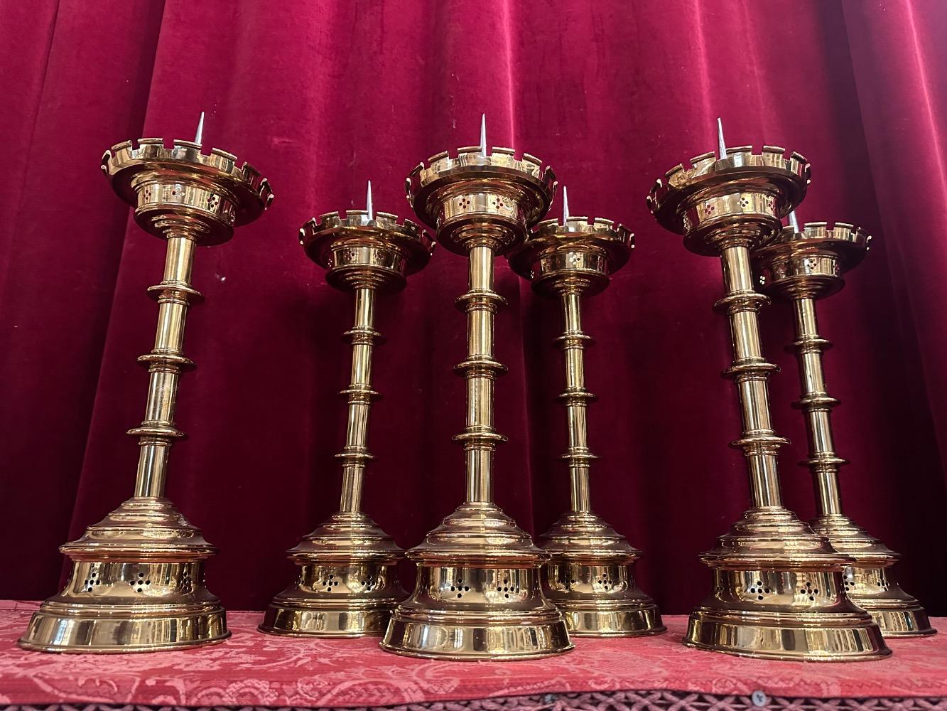 6 Gothic - style Matching Candle Sticks Height Without Pin. Altar - Set