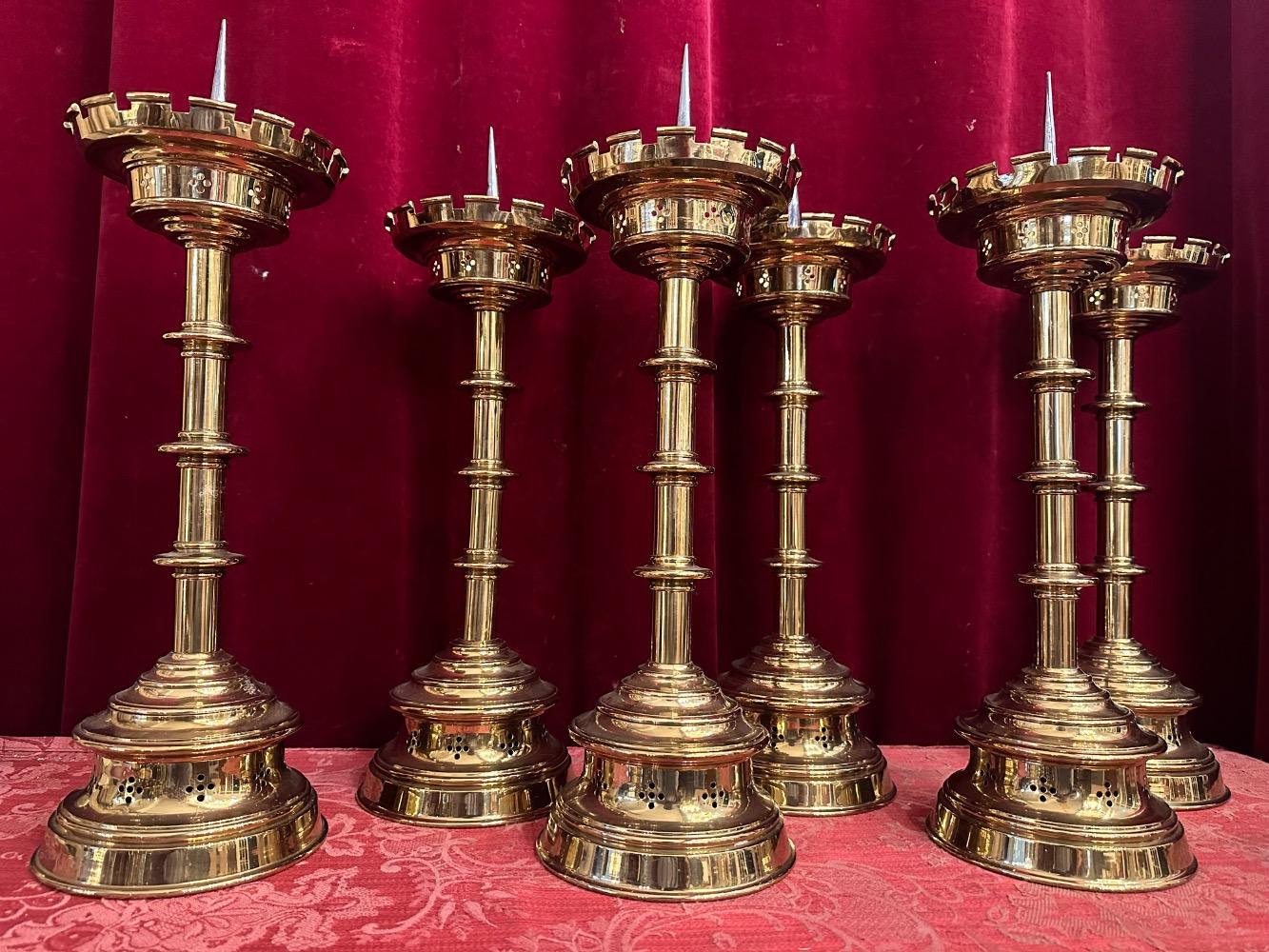 6 Gothic - style Matching Candle Sticks Height Without Pin. Altar - Set
