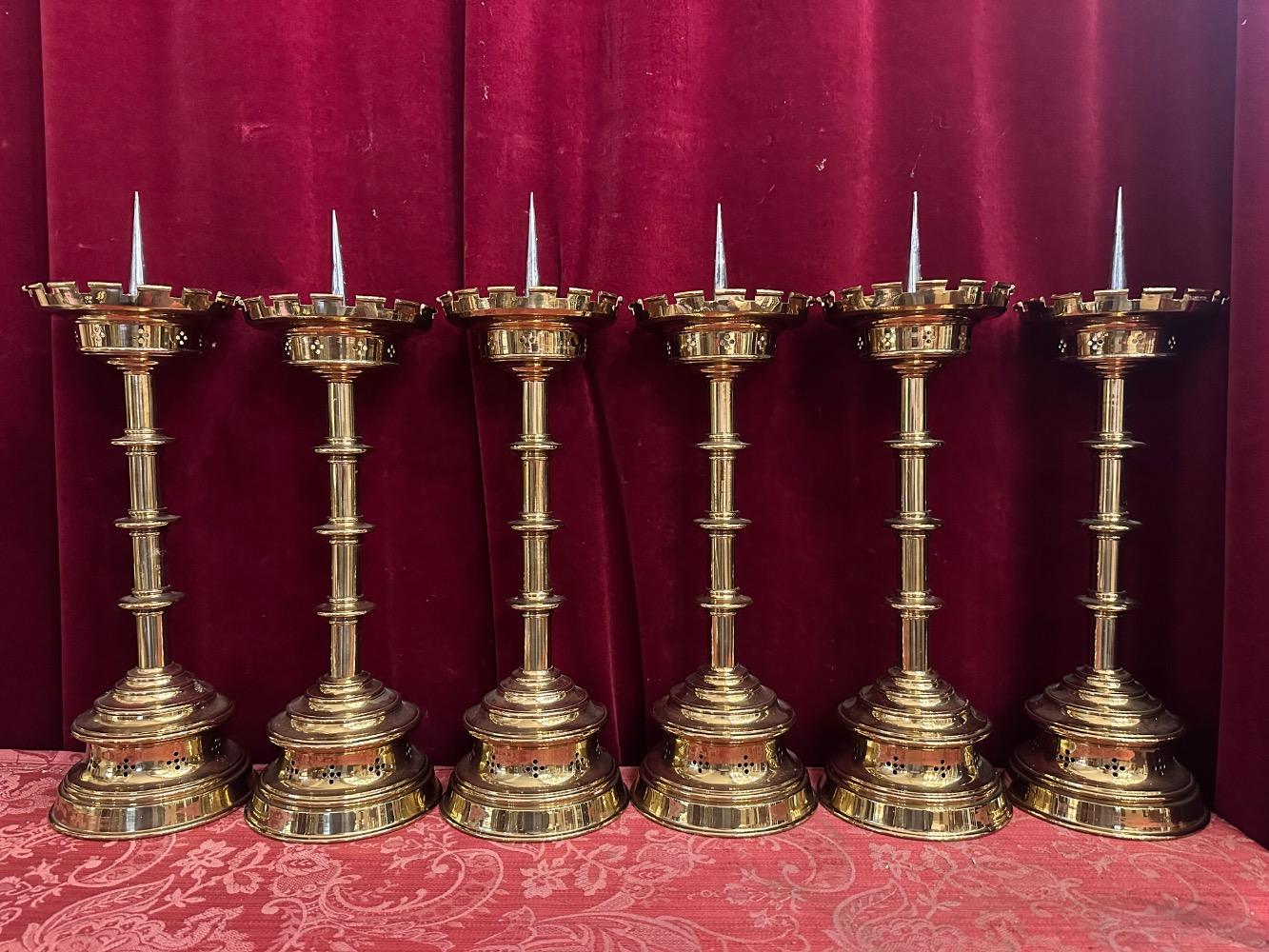 6 Gothic - style Matching Candle Sticks Height Without Pin. Altar - Set