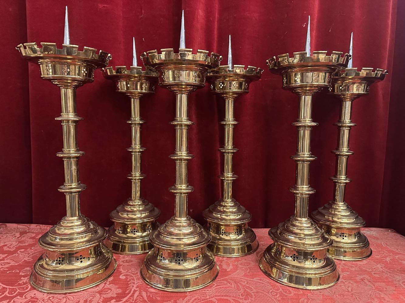 6 Gothic - style Matching Candle Sticks Height Without Pin. Altar - Set