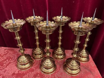 6 Gothic - style Matching Candle Sticks Height Without Pin. Altar - Set