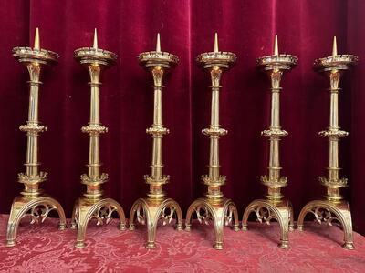6 Gothic - style Matching Candle Sticks Height Without Pin. Altar - Set.