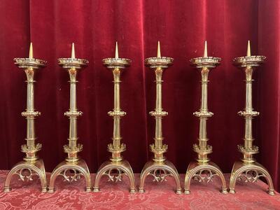 6 Gothic - style Matching Candle Sticks Height Without Pin. Altar - Set.