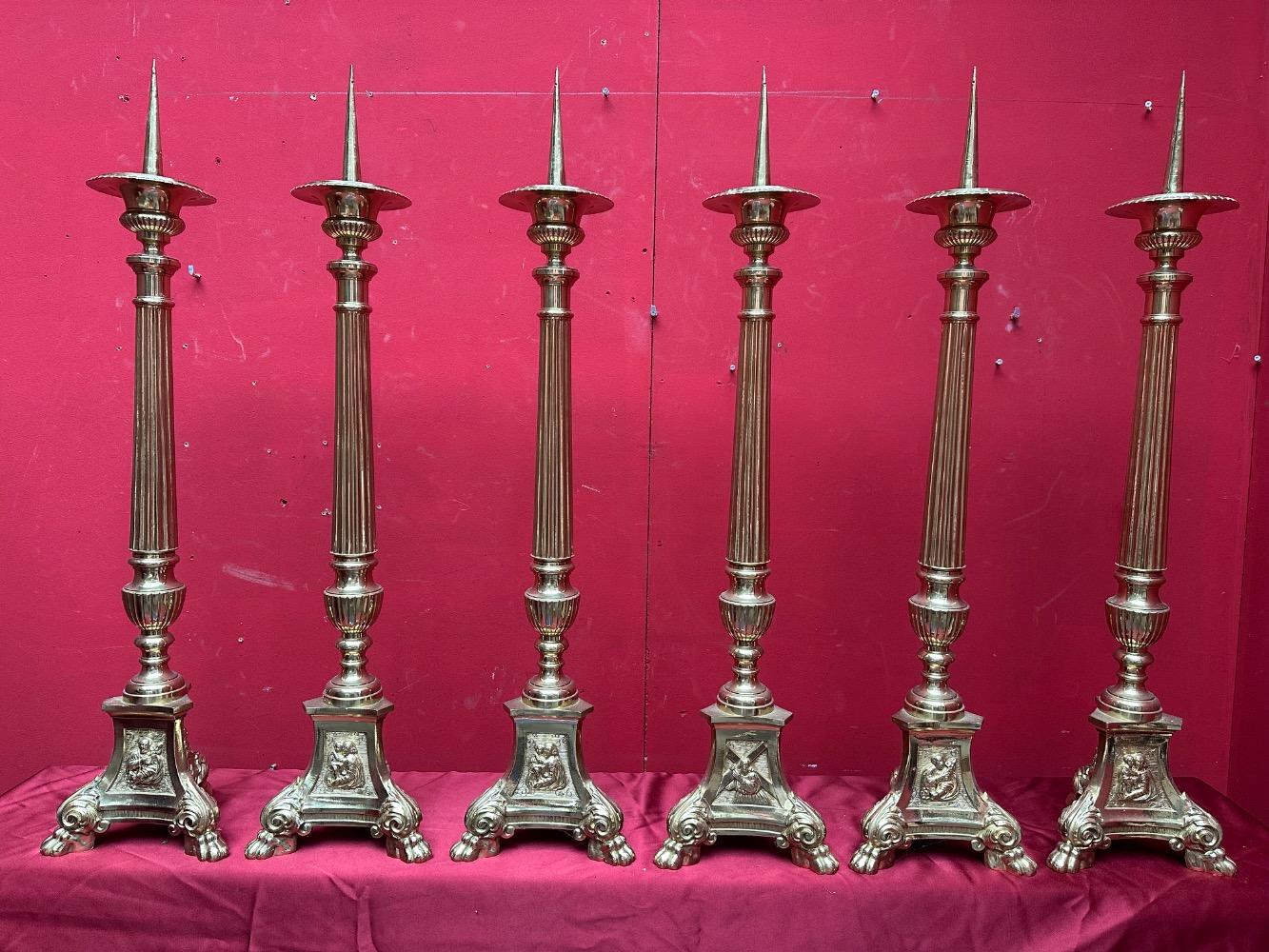 6 Gothic - style Matching Candle Sticks Height Without Pin. Altar - Set