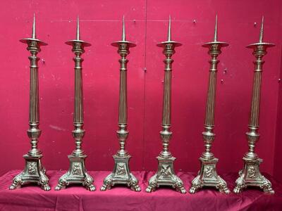 6 Gothic - style Matching Candle Sticks Height Without Pin. Altar - Set