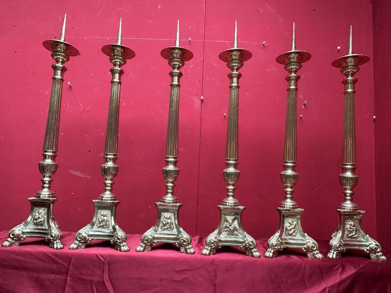 6 Gothic - style Matching Candle Sticks Height Without Pin. Altar - Set