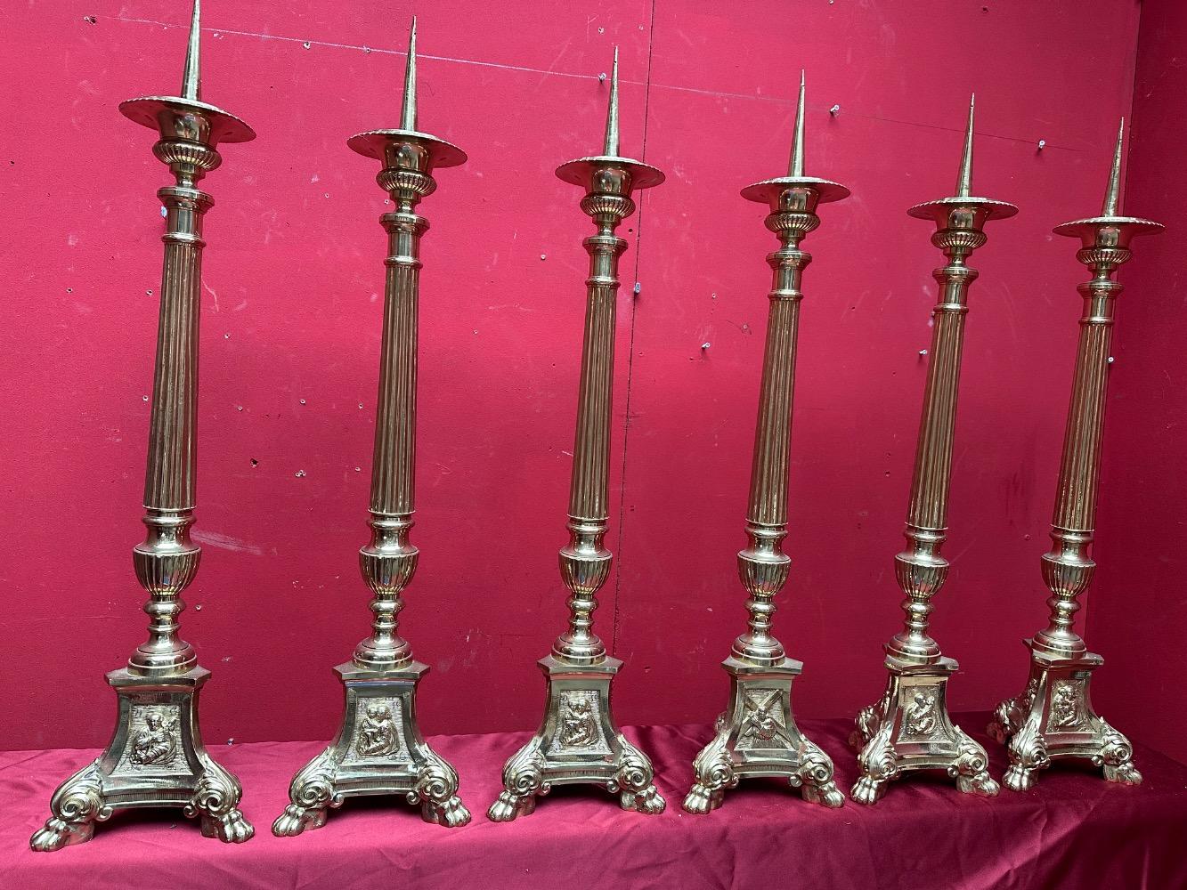 6 Gothic - style Matching Candle Sticks Height Without Pin. Altar - Set