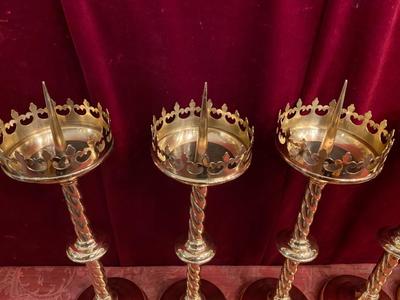 Matching Candle Sticks Height Without Pin. en Brass / Polished and Varnished, Belgium 19 th century ( Anno 1890 )