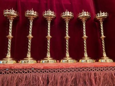 Matching Candle Sticks Height Without Pin. en Brass / Polished and Varnished, Belgium 19 th century ( Anno 1890 )