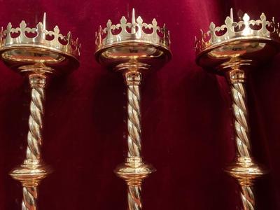 Matching Candle Sticks Height Without Pin. en Brass / Polished and Varnished, Belgium 19 th century ( Anno 1890 )