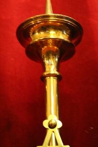 Matching Candle Sticks. Measures Without Pin. en Brass, Belgium 19 th century