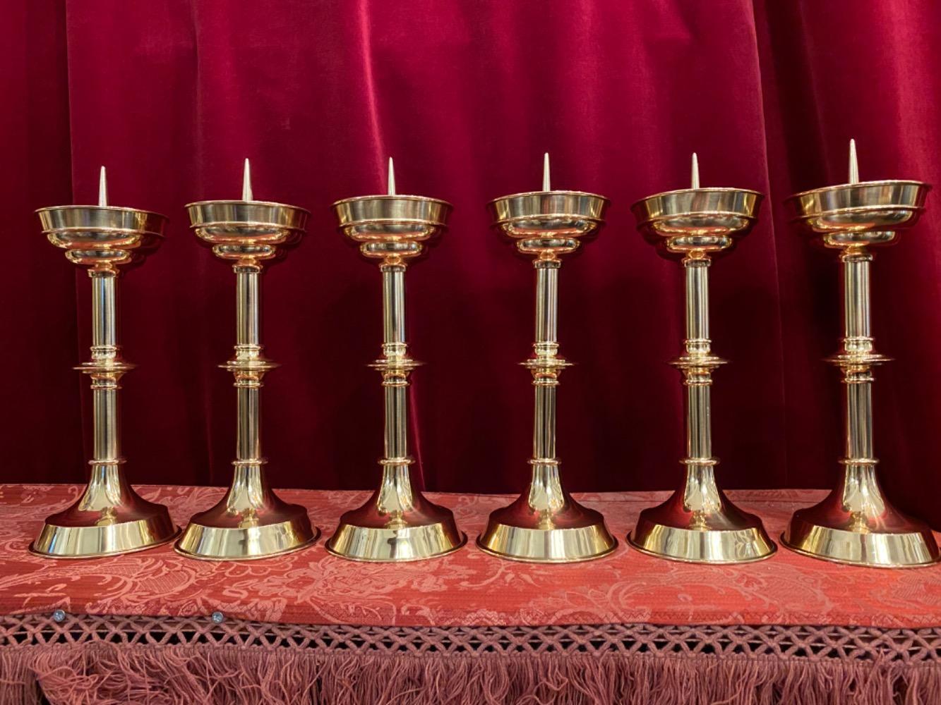 6 Neo Classicistic Matching Candle Sticks Height Without Pin.