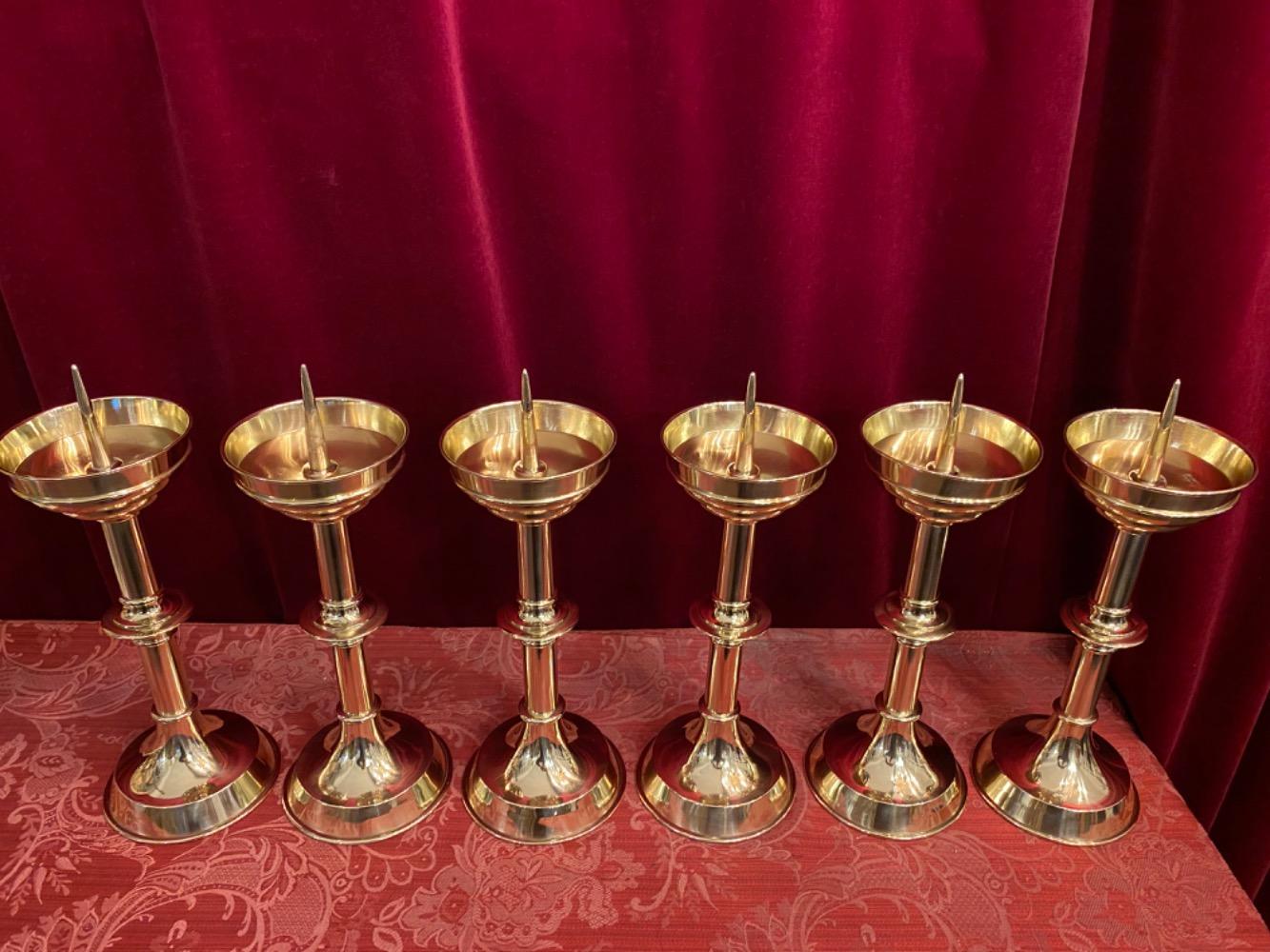 6 Neo Classicistic Matching Candle Sticks Height Without Pin.