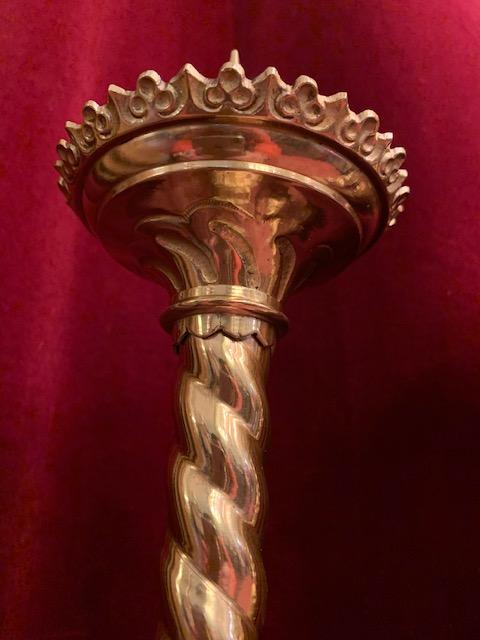 6 Romanesque Matching Candle Sticks Altar Set Height Without Pin.