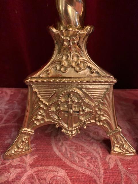 6 Romanesque Matching Candle Sticks Altar Set Height Without Pin.