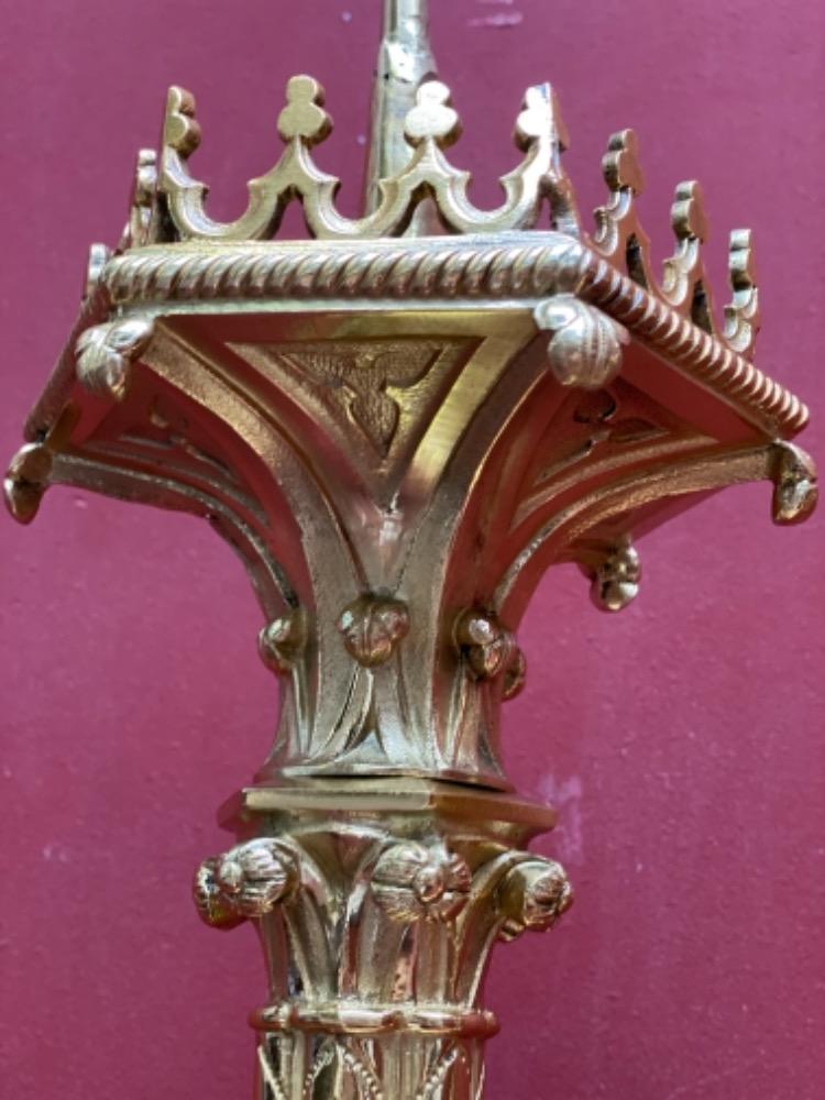 6 Romanesque - Style / Gothic - Style Matching Candle Sticks Altar Set Height  Without Pin.