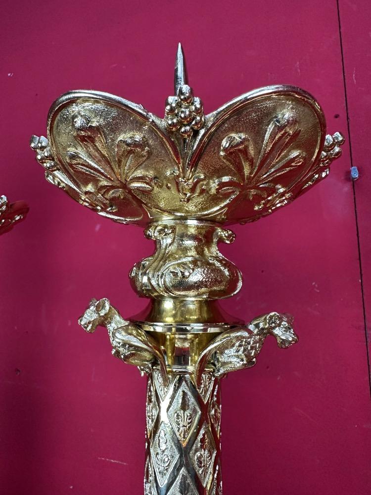6 Romanesque - Style Matching Candle Sticks Height Without Pin.