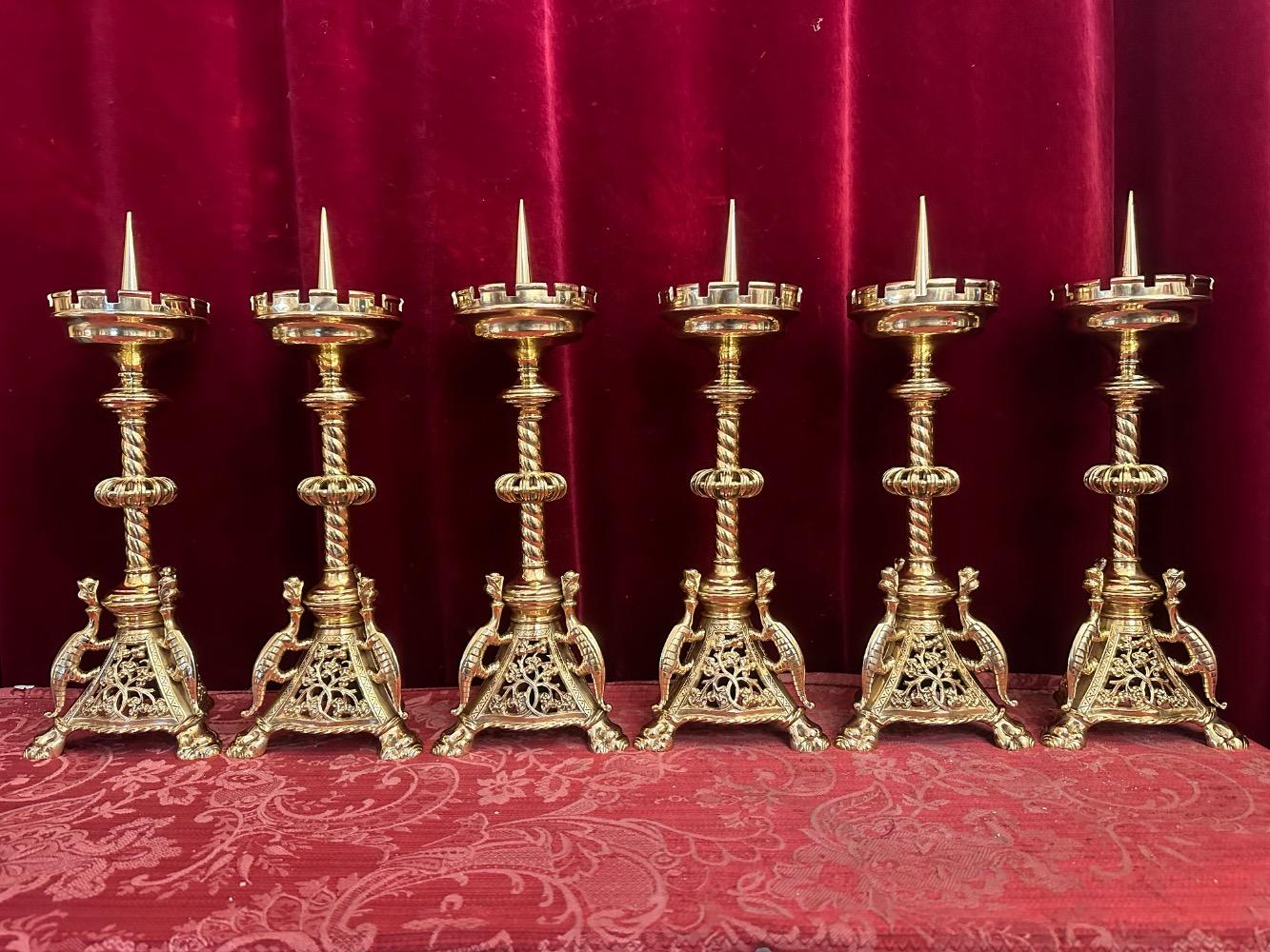6 Romanesque - Style Matching Candle Sticks Height Without Pin.