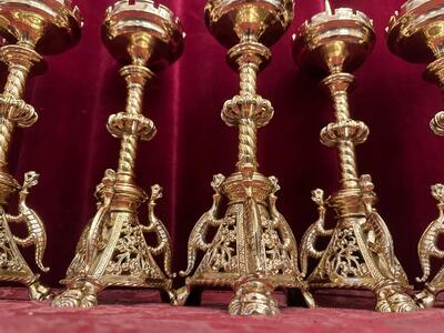 6 Romanesque - Style Matching Candle Sticks Height Without Pin.