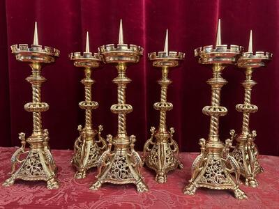 6 Romanesque - Style Matching Candle Sticks Height Without Pin.
