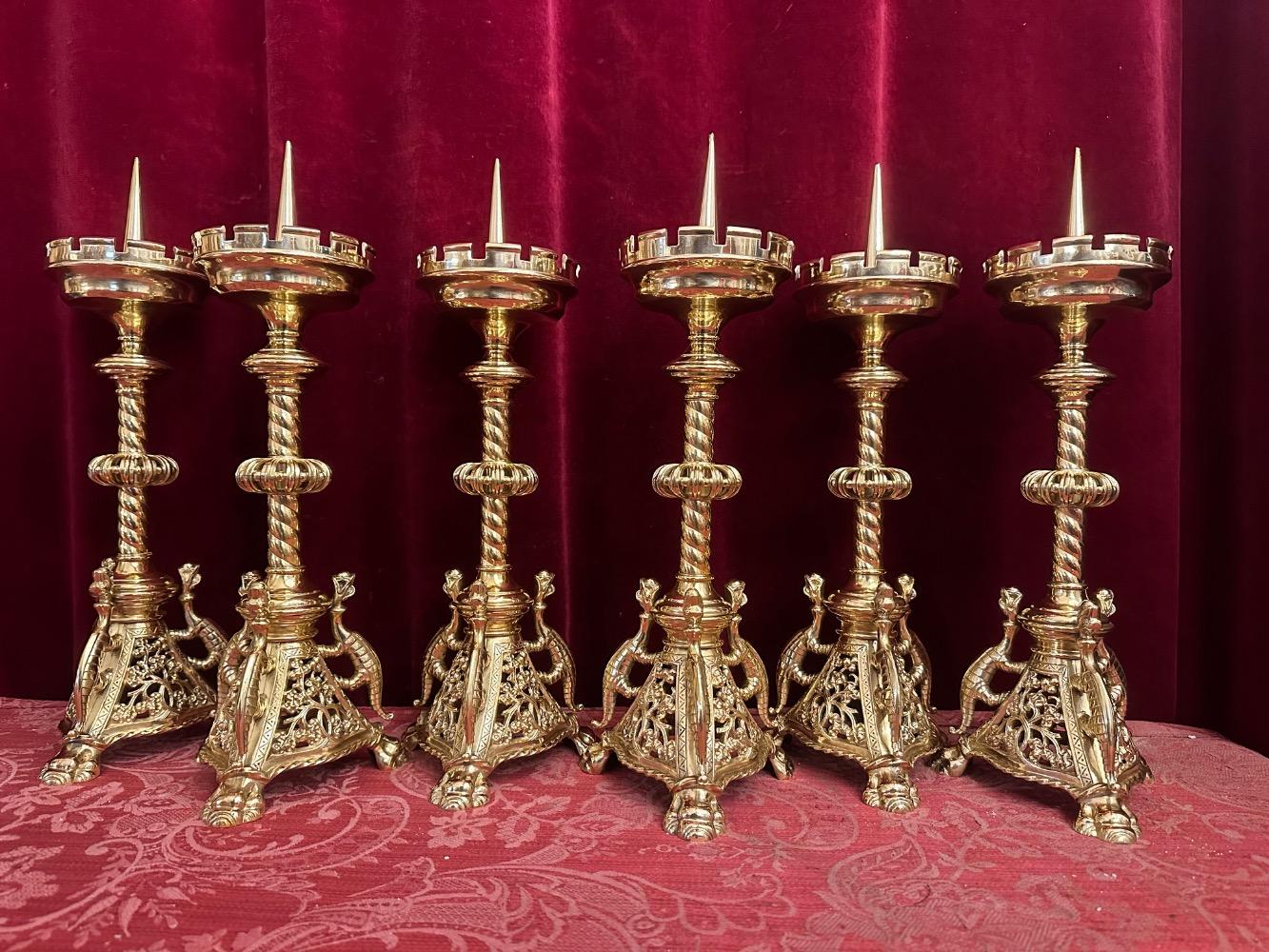6 Romanesque - Style Matching Candle Sticks Height Without Pin.