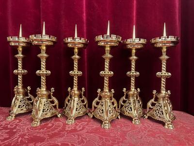 6 Romanesque - Style Matching Candle Sticks Height Without Pin.