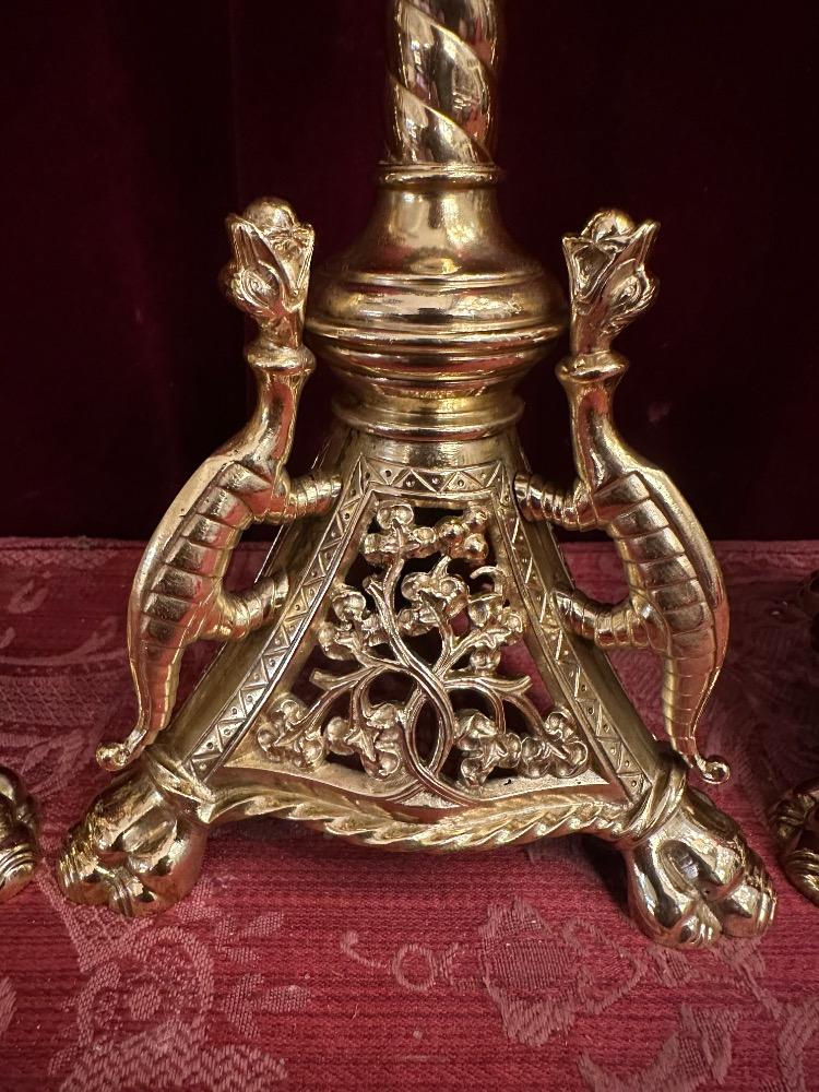 6 Romanesque - Style Matching Candle Sticks Height Without Pin.