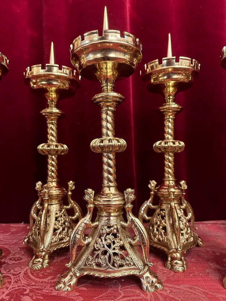 6 Romanesque - Style Matching Candle Sticks Height Without Pin.