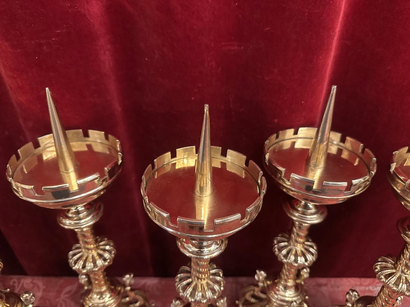 6 Romanesque - Style Matching Candle Sticks Height Without Pin.