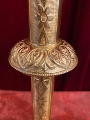 Matching Candle Sticks Height Without Pin. style Romanesque - Style en Bronze / Polished and Varnished, France 19 th century ( Anno 1885 )