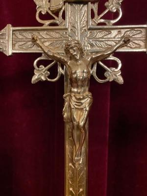 Altar Set Measures Cross H 56 Cm X W 23 Cm X D 16 Cm.  en Bronze / Polished and Varnished, France 19 th century