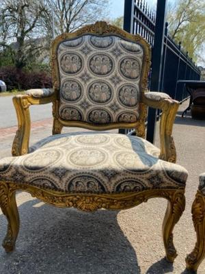 Complete Salon Furniture style Baroque en Wood Gilt / Fabrics, Italy 19 th century