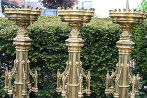 Altar Set Candle Sticks style gothic en bronze, France 19th century