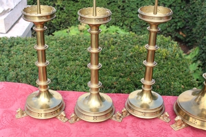 Matching Candle Sticks Height Paschal Candle Stick 66 Cm style Gothic - style en Bronze, France 19th century