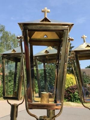 Matching Procession - Lanterns style Gothic - style en Brass / Polished and Varnished, Belgium 20th century (Anno 1930)