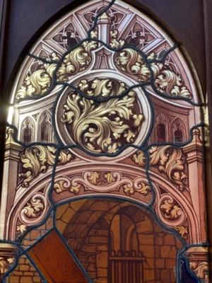 Stunning Series Of High Quality Stained Glass Windows style Gothic - style en Stained Glass / Wooden Frames, Belgium 19 th century ( Anno 1875 )