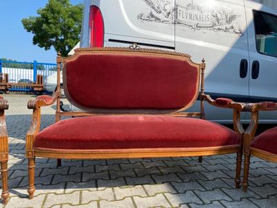 Classic Furniture Red Velvet style Louis XVI en Oak / Red Velvet, Netherlands  19 th century