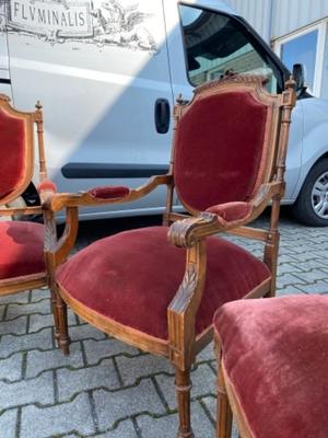 Classic Furniture Red Velvet style Louis XVI en Oak / Red Velvet, Netherlands  19 th century