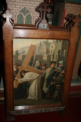 Not  Complete  Only  A  Few  Stations  Left  !! en Painted on zink / Oak Frames, Dutch 19th century ( anno 1875 )