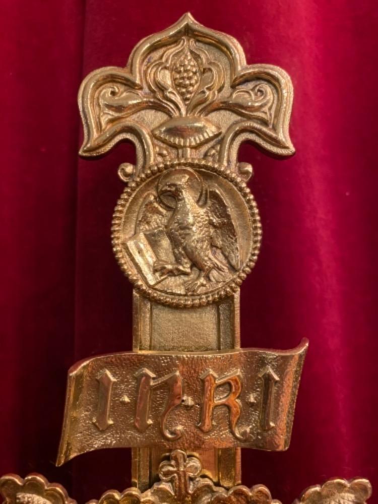 7 Romanesque - Style Altar - Set Candle Sticks With Matching Cross. Height Cross:  80 Cm  H X 38 Cm W.