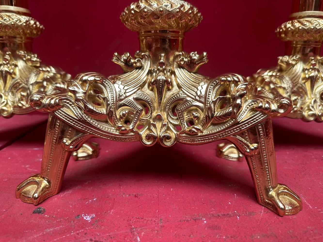 7 Romanesque - Style Altar - Set Matching Candle Sticks With Cross. Measures Candle Sticks Without Pin
