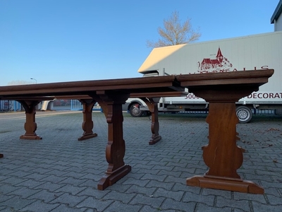 Switchable Monastery-Tables Total 14 Meters Length  en wood, Belgium 19th century