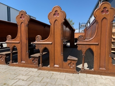 Pews From St. Victor Church Afferden ( Gld ) Holland style Gothic - style en Oak wood, Dutch  19th century