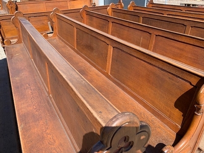 Pews From St. Victor Church Afferden ( Gld ) Holland style Gothic - style en Oak wood, Dutch  19th century