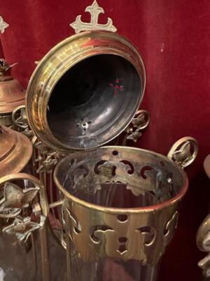 Matching Procession - Lanterns style Gothic - Style en Brass / Bronze / Glass, Belgium  19 th century ( Anno 1885 )