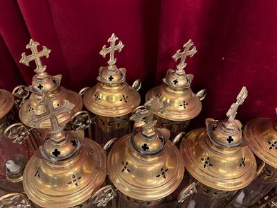 Matching Procession - Lanterns style Gothic - Style en Brass / Bronze / Glass, Belgium  19 th century ( Anno 1885 )